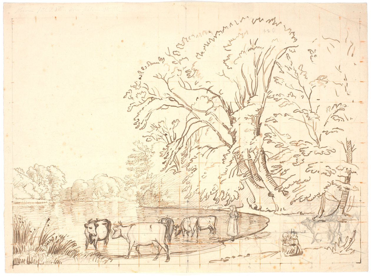 Kyr ved et skogsvann av P.C. Skovgaard