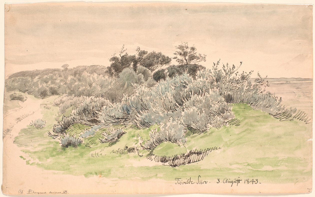 Landskap med kratt. av P.C. Skovgaard