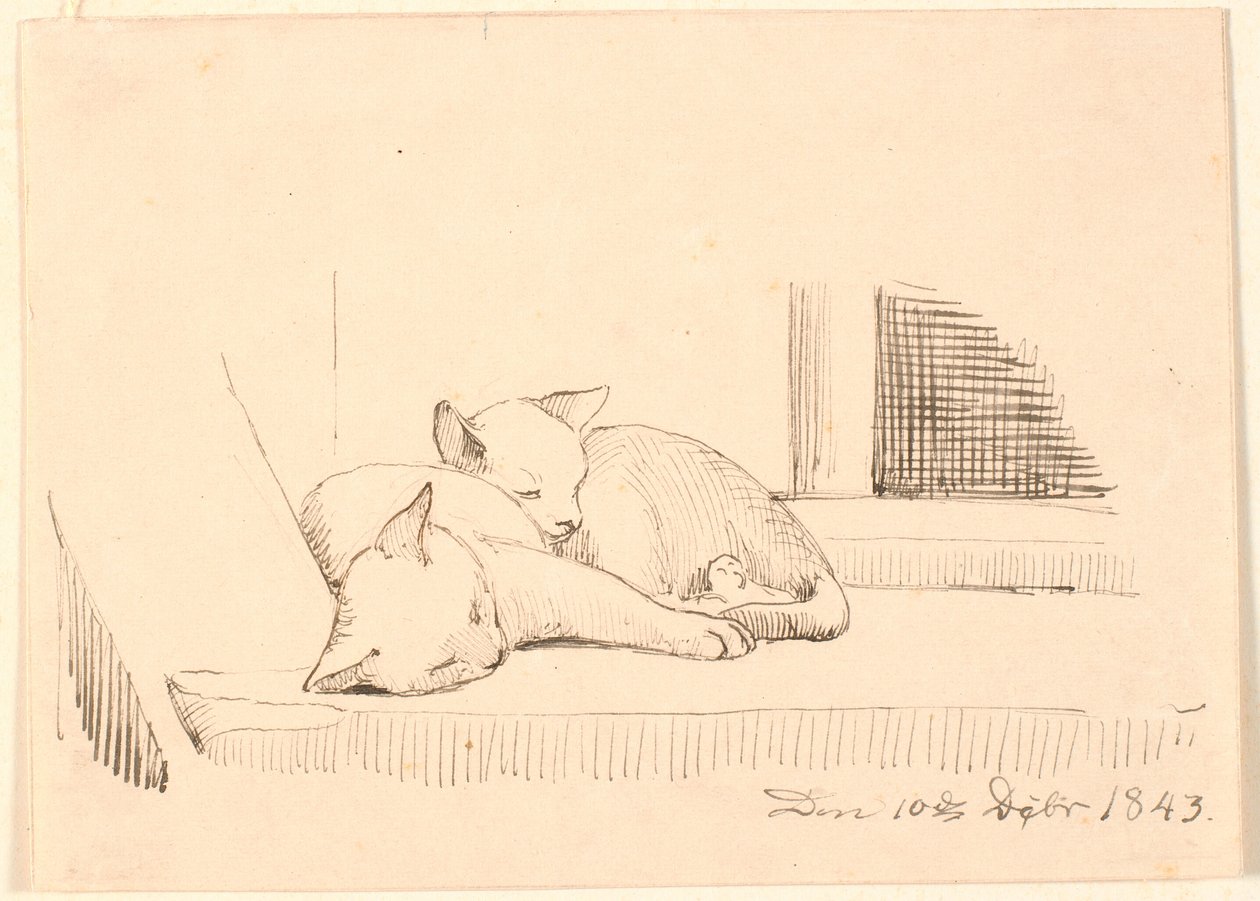 To sovende katter. av P.C. Skovgaard