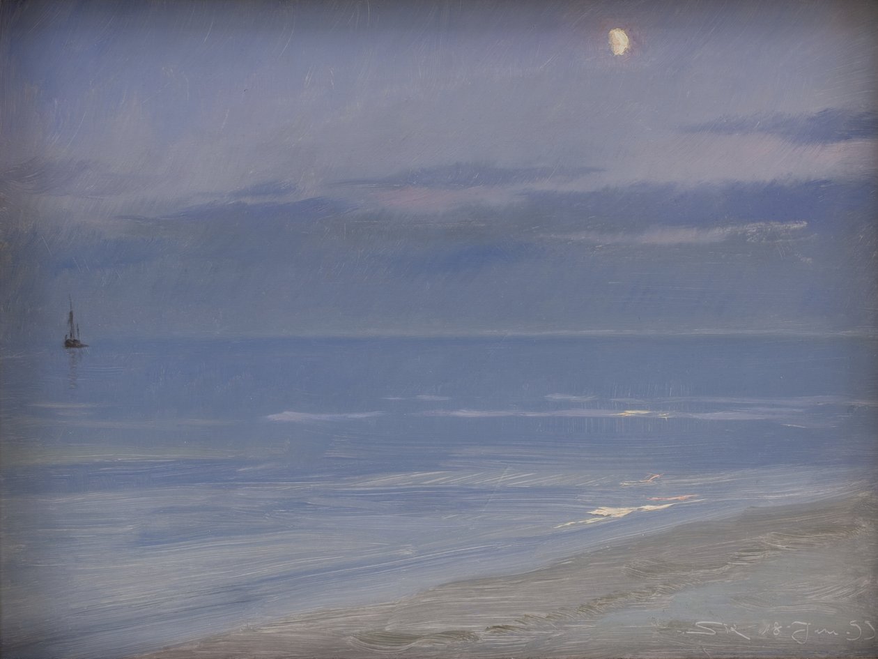 Skagenstranden i måneskinn av Peder Severin Krøyer