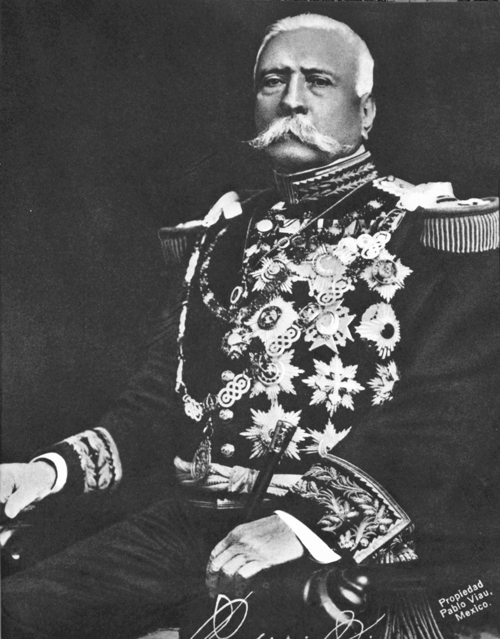 Porfirio Diaz fra Mexico, ca. 1910 (bw-bilde) av Pablo Viau