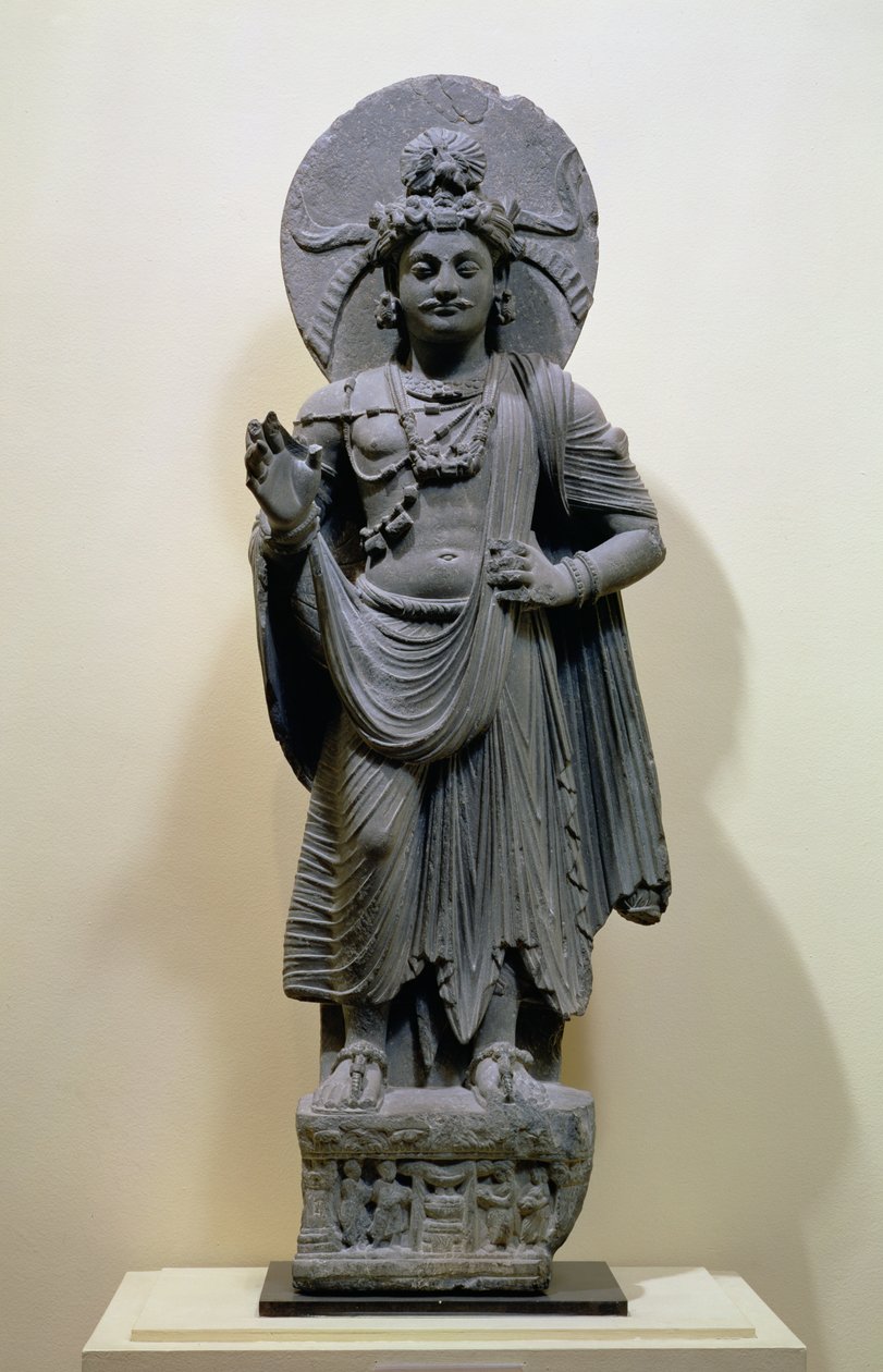 Bodhisattva-figur, fra Mekha-Sanda nær Shabaz-Garhi, Pakistan (skifer eller skifer) av Pakistani School