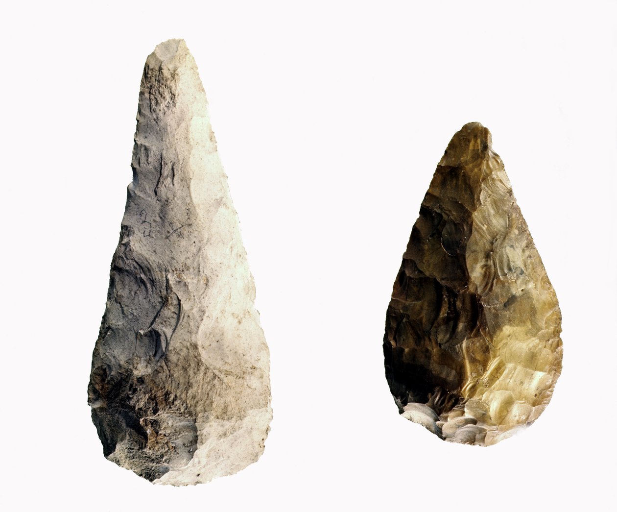 To blader, fra Saint-Acheul, Lower Acheulean Period, ca. 20 000 f.Kr. (flint) av Paleolithic