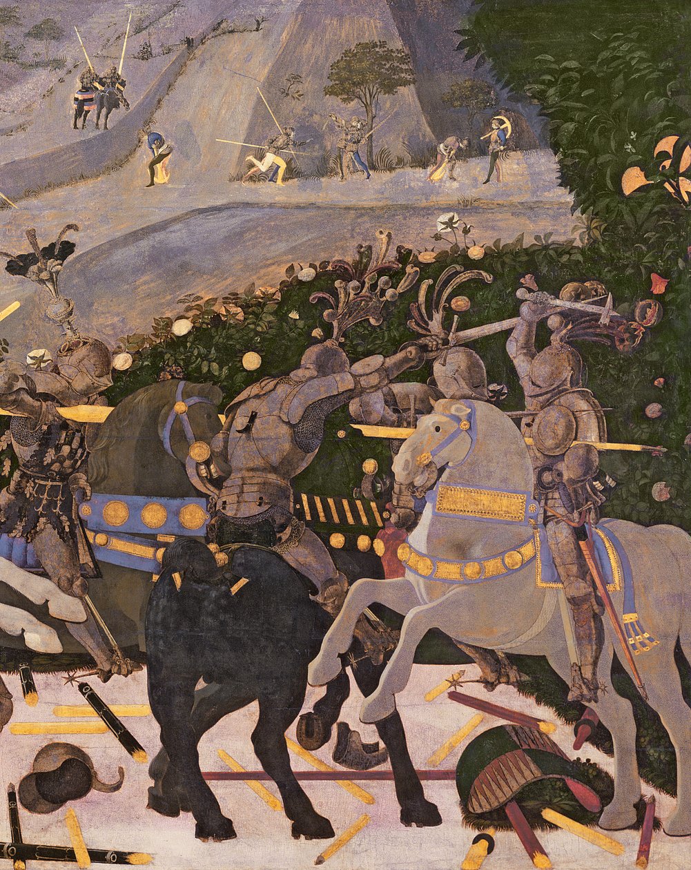 Slaget ved San Romano, ca. 1450-60 tempera på paneldetalj av 30690 av Paolo Uccello