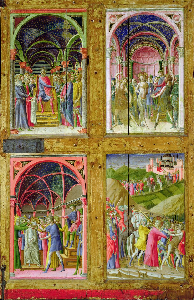 Jomfruens og fire helliges fødsel (tempera og bladgull på panel) av Paolo di Giovanni Fei