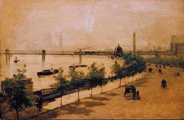 Themsen Embankment (olje på panel) av Paolo Sala