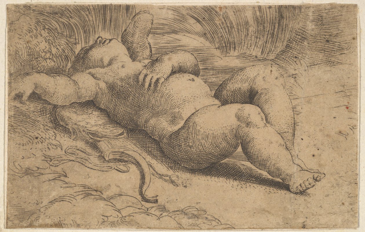Cupid Sleeping, 1500-tallet. av Parmigianino