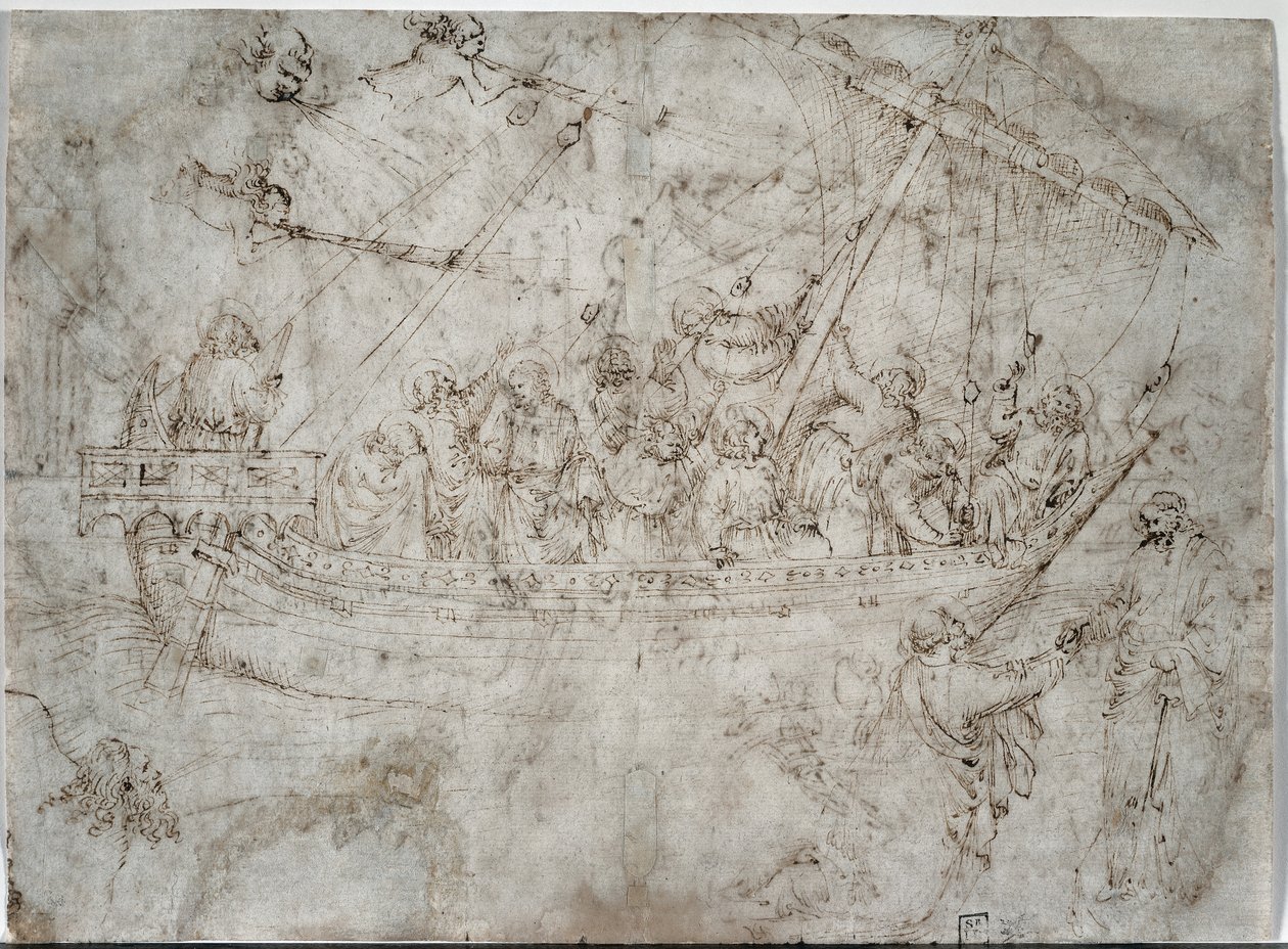 To tegninger av skip verso, 1410-tallet. av Parri Spinelli