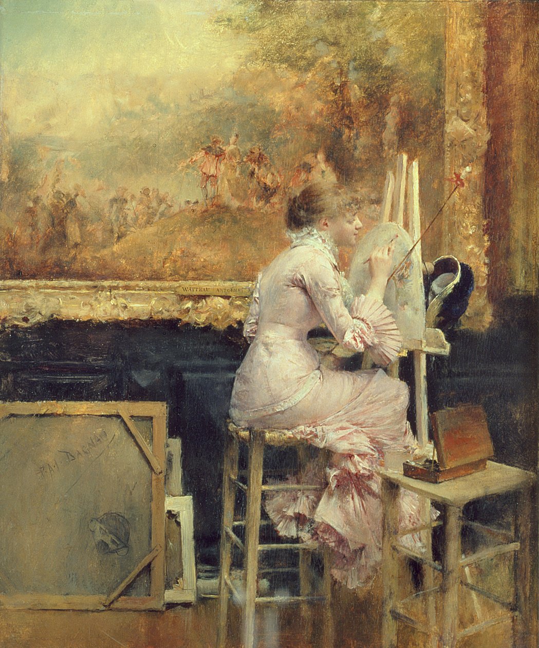 Ung akvarellist i Louvre, ca. 1891 av Pascal Adolphe Jean Dagnan Bouveret