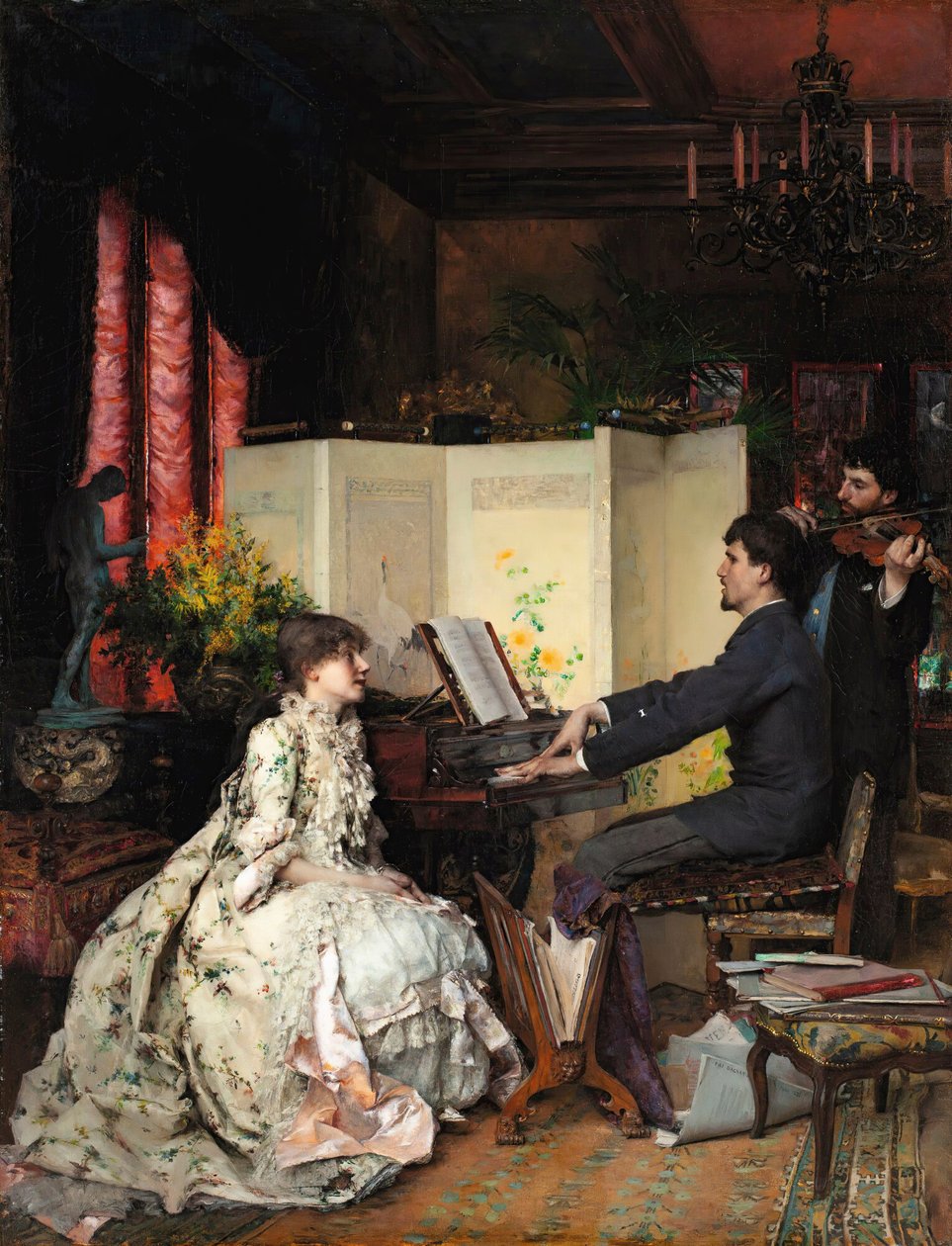 Duetten, 1883. av Pascal Adolphe Jean Dagnan Bouveret