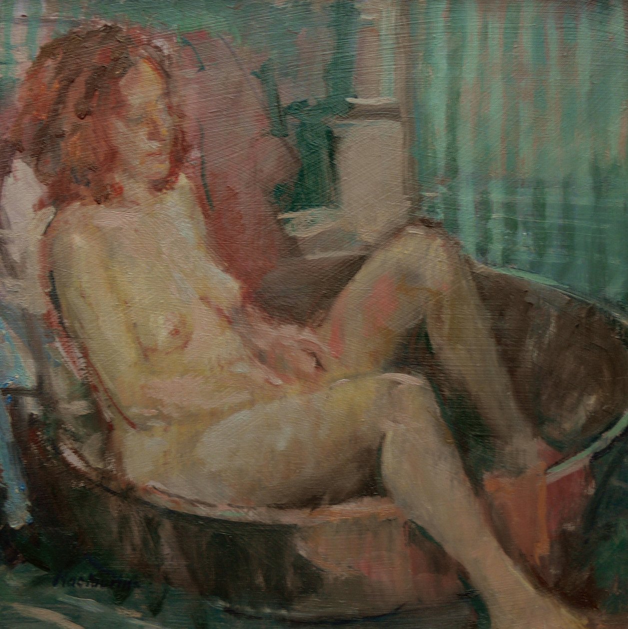 Naken i gammelt badekar, 2008 av Pat Maclaurin