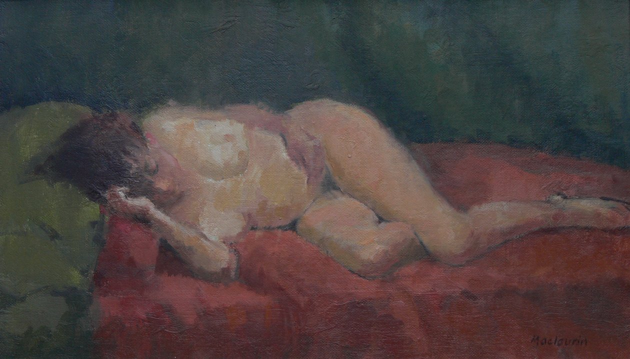 Naken på rødt og grønt, 2009 av Pat Maclaurin