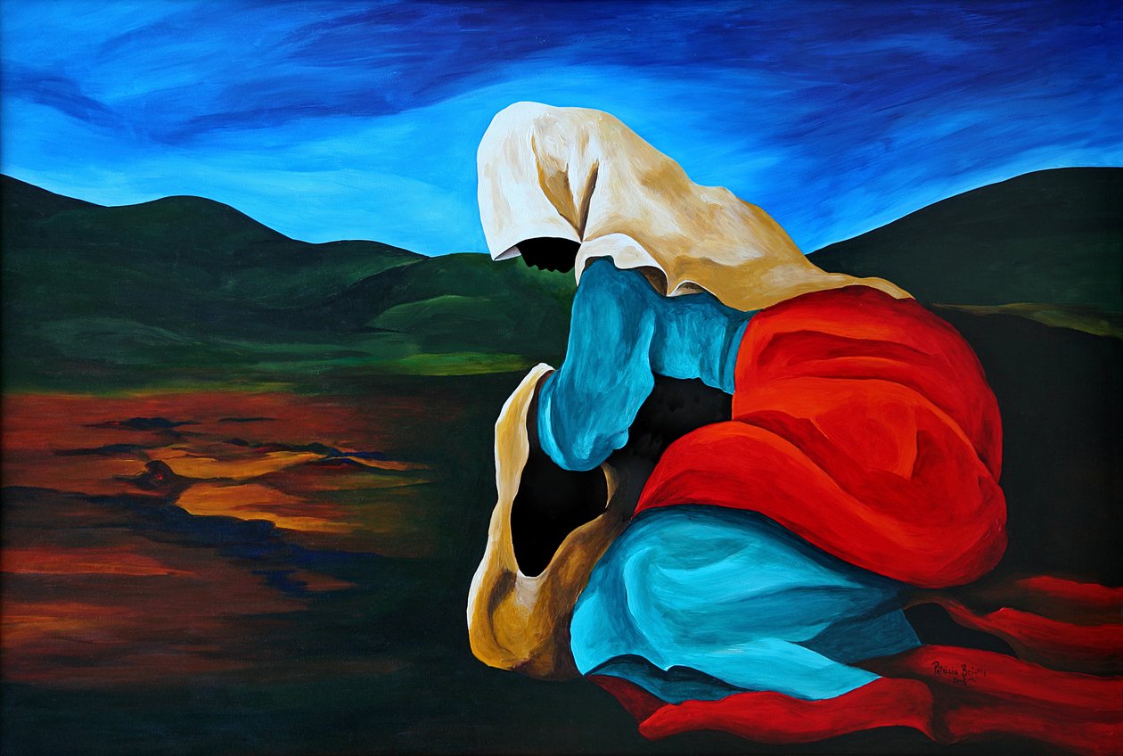 Defilee la folle, 2008 (akryl på masonitt) av Patricia Brintle