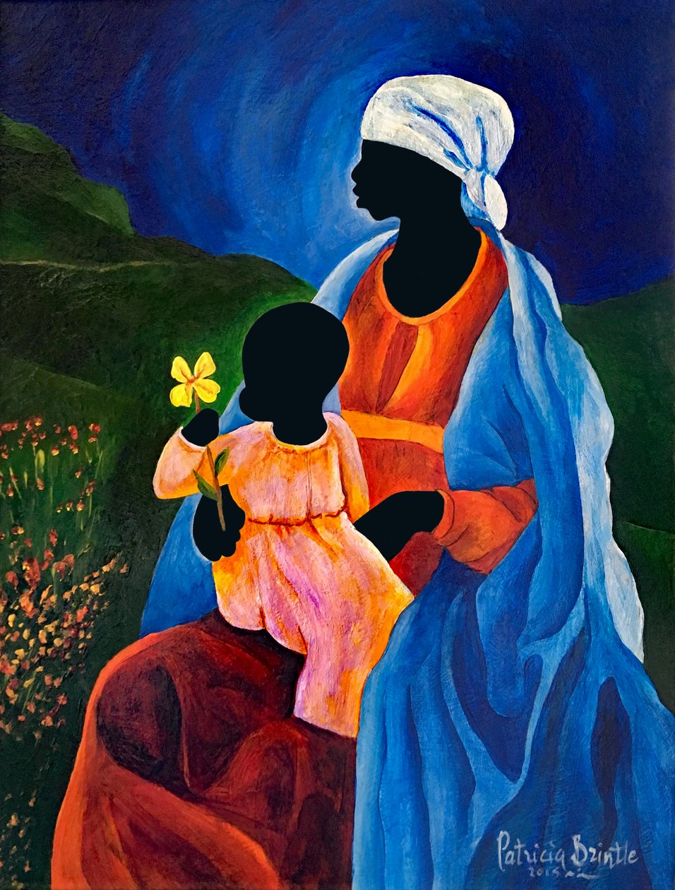 Madonna og kornelens barn, 2015 (akryl på masonitt) av Patricia Brintle