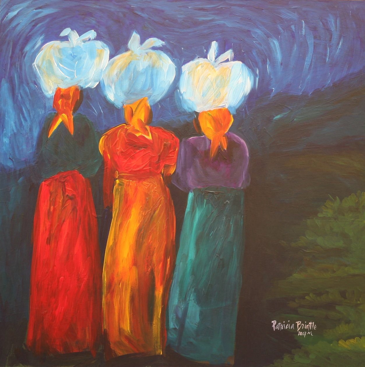 Three Sisters, 2007 (akryl på lerret) av Patricia Brintle