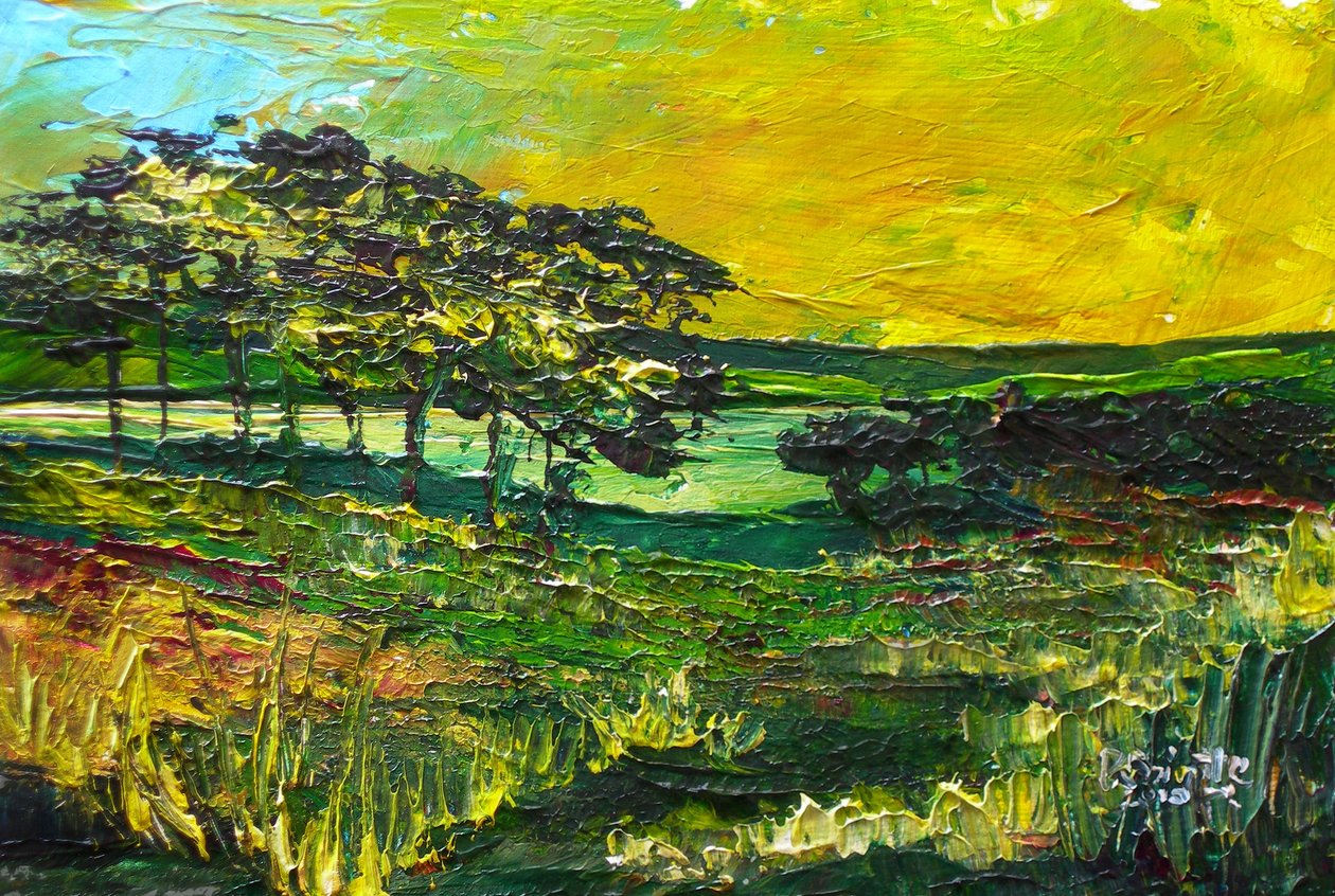 Vers L'Etang de Miragoane, 2010 (akryl på tre) av Patricia Brintle