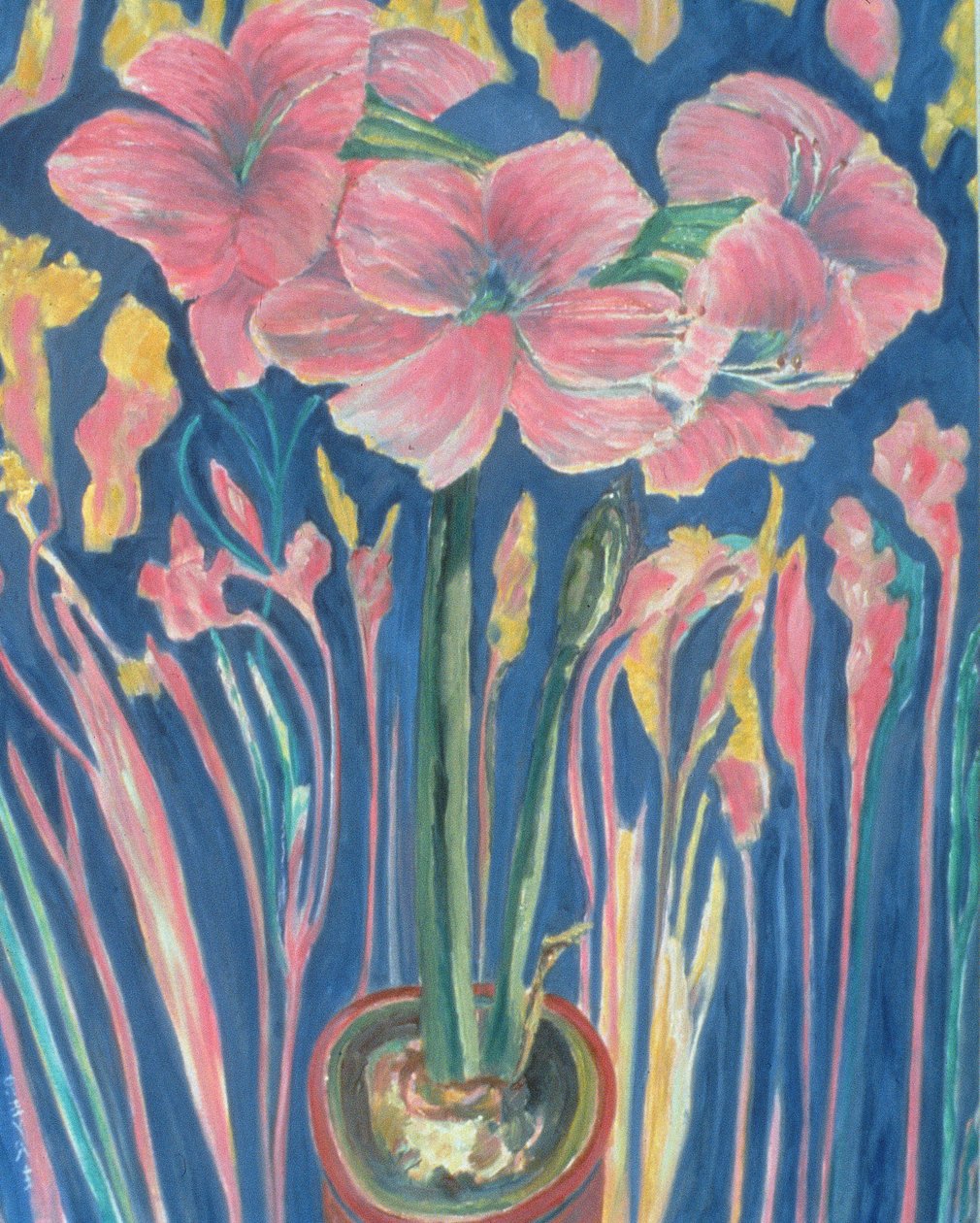 Amarylis (olje på lin) av Patricia Contemporary Artist Eyre