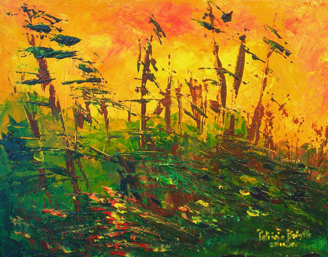 Bayou, 2011 (akryl på lerret) av Patricia Brintle
