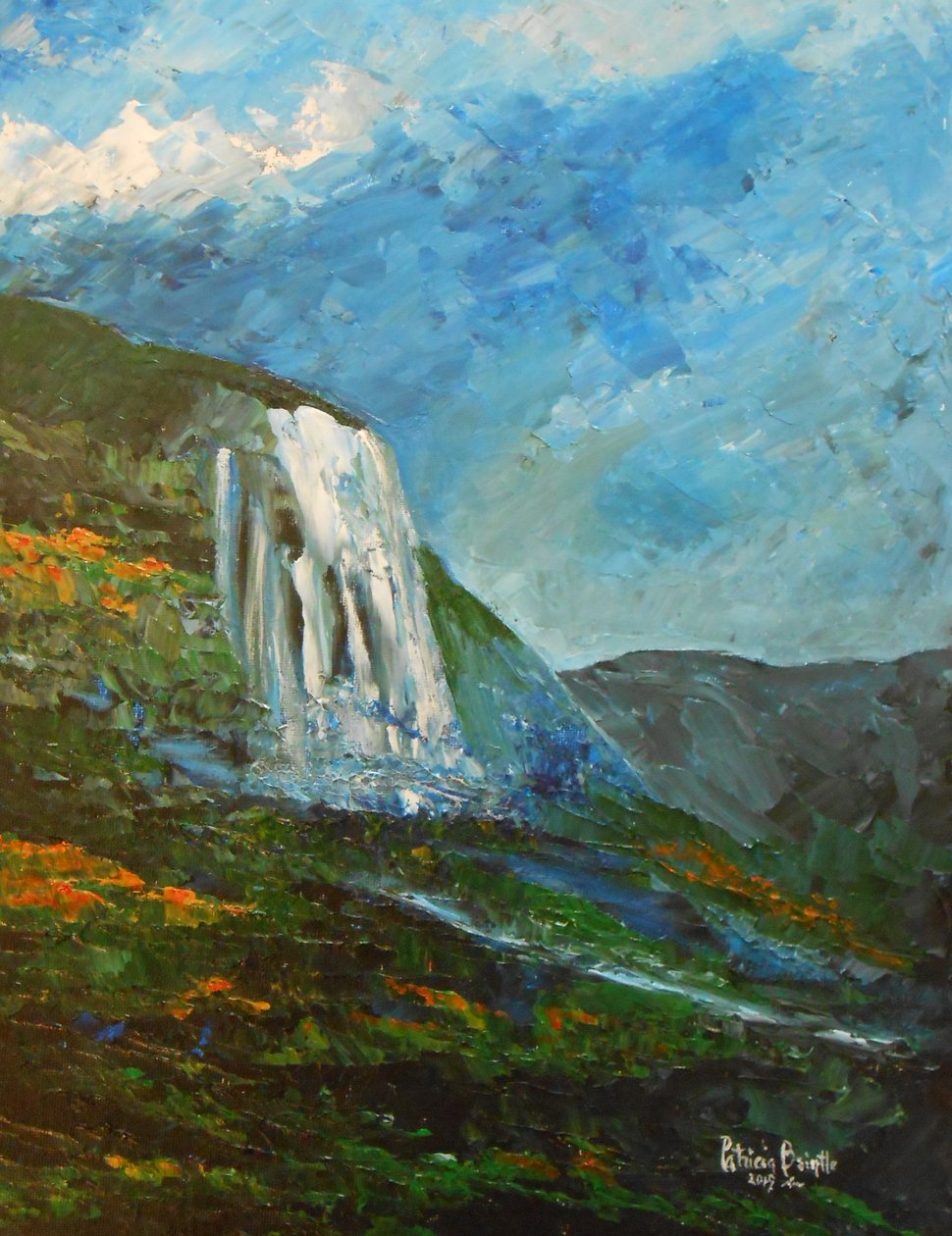 Caskad home, 2015 (akryl på artistboard) av Patricia Brintle