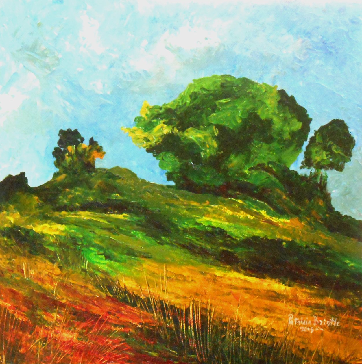 Road to Mayette, 2015 (akryl på lerret) av Patricia Brintle