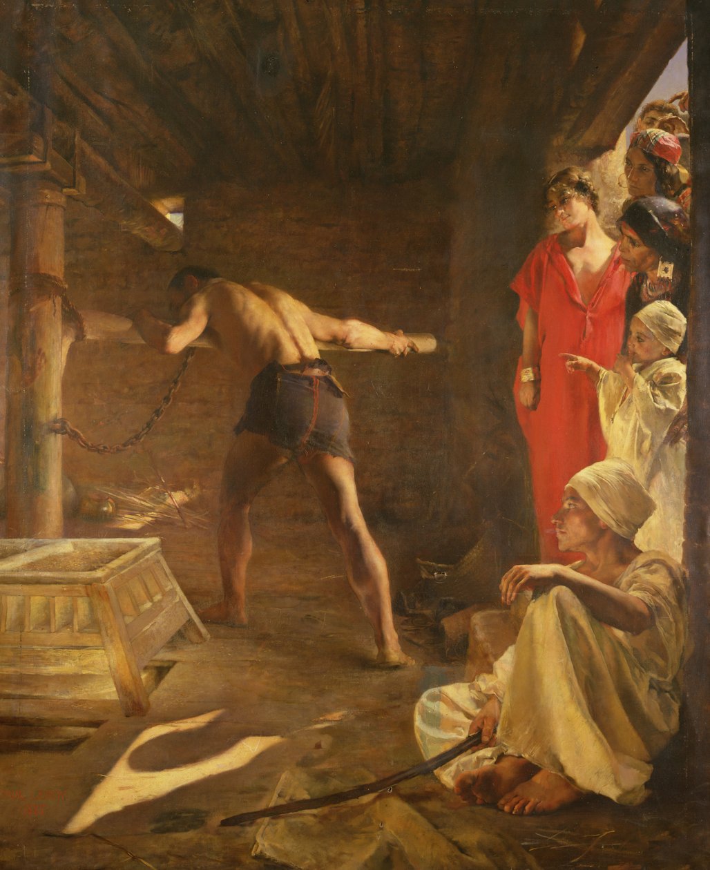 Samson Turning the Philistines Millstone, 1887 av Paul Alexander Alfred Leroy