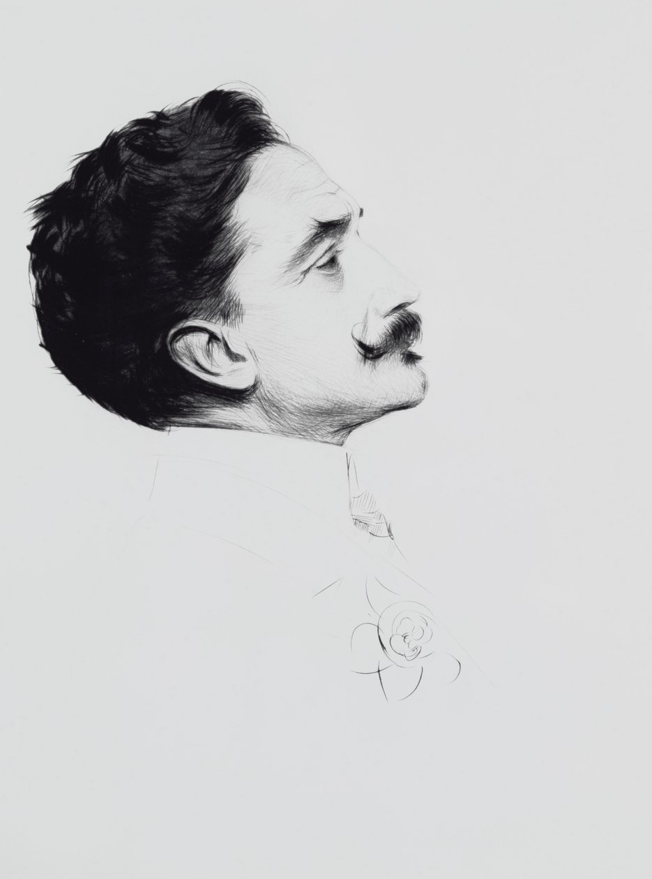 Portrett av Robert de Montesquiou (1855-1921) (tørrpunkt på papir) av Paul Cesar Helleu
