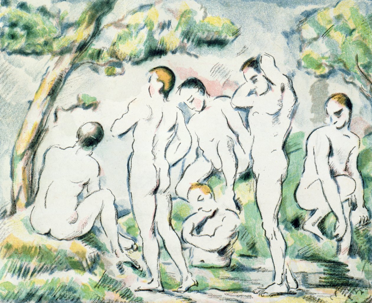 The Bathers, liten tallerken 1897 av Paul Cézanne