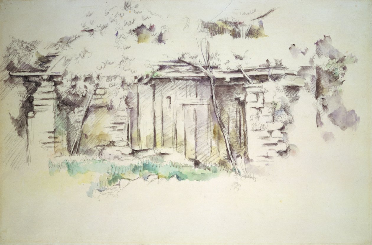 A Shed, ca. 1880 (blyant og wc) av Paul Cézanne