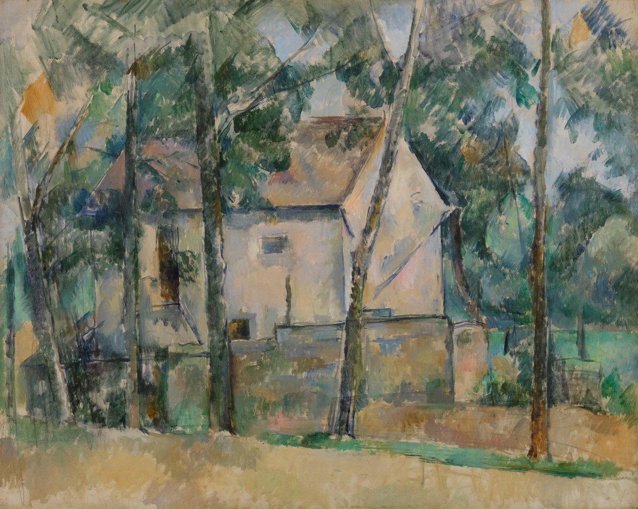 Hus og trær, 1888-90 av Paul Cézanne