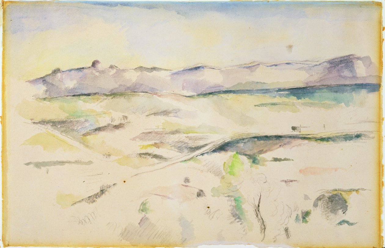 Fjellkjede (wc på papir) av Paul Cézanne