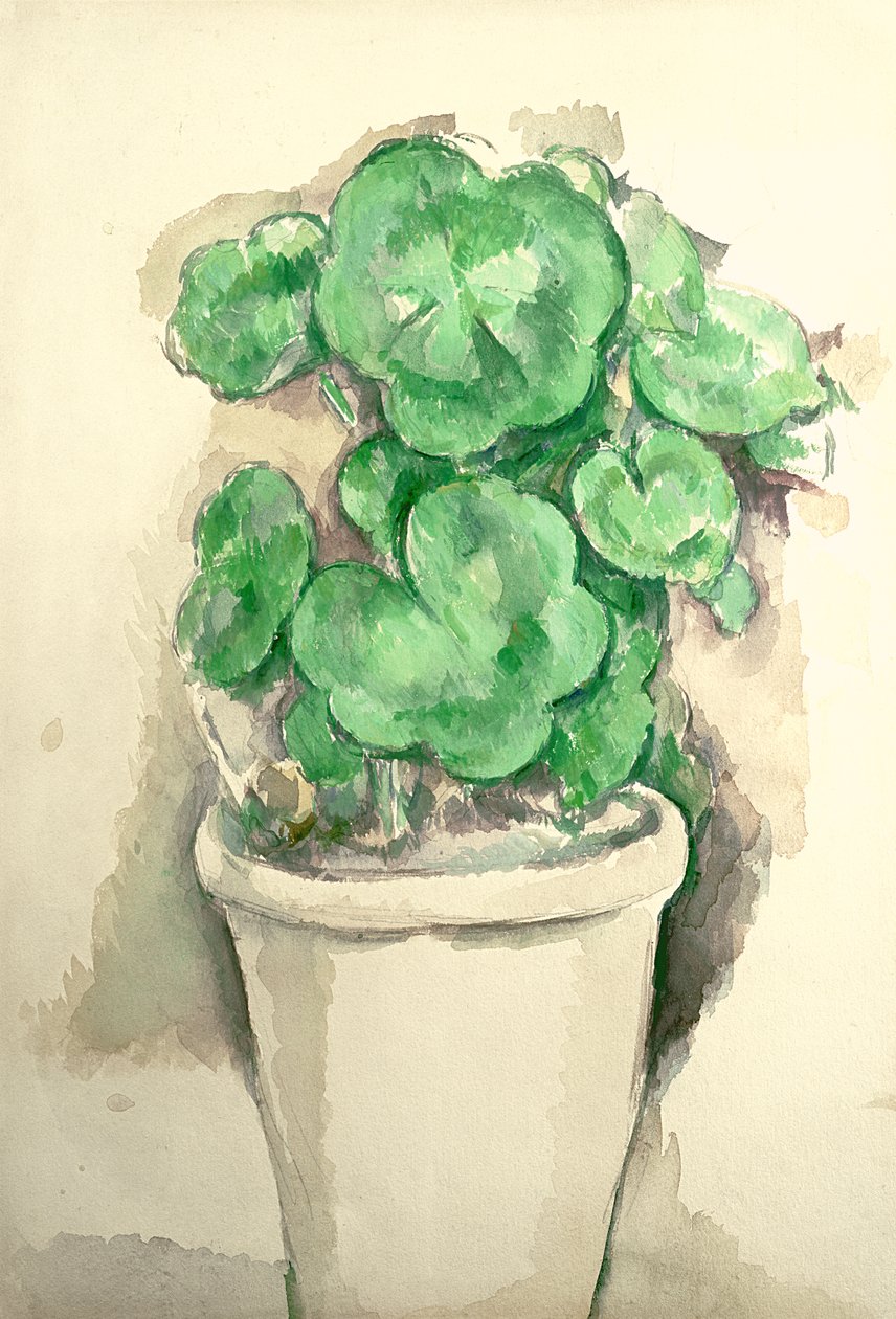 Krukke med geranier, ca. 1885 (blyant og wc på papir) av Paul Cézanne