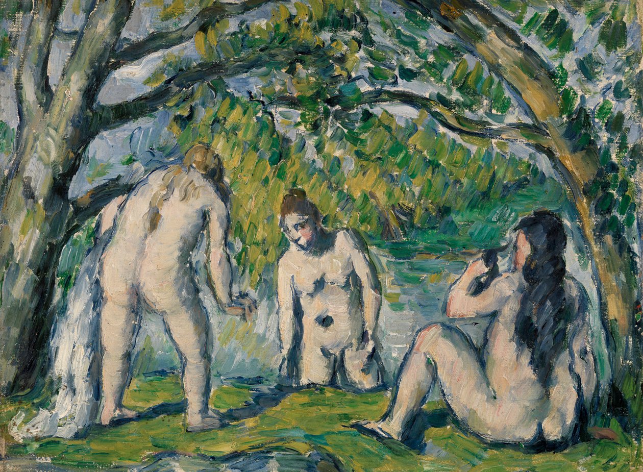 Tre badende av Paul Cézanne