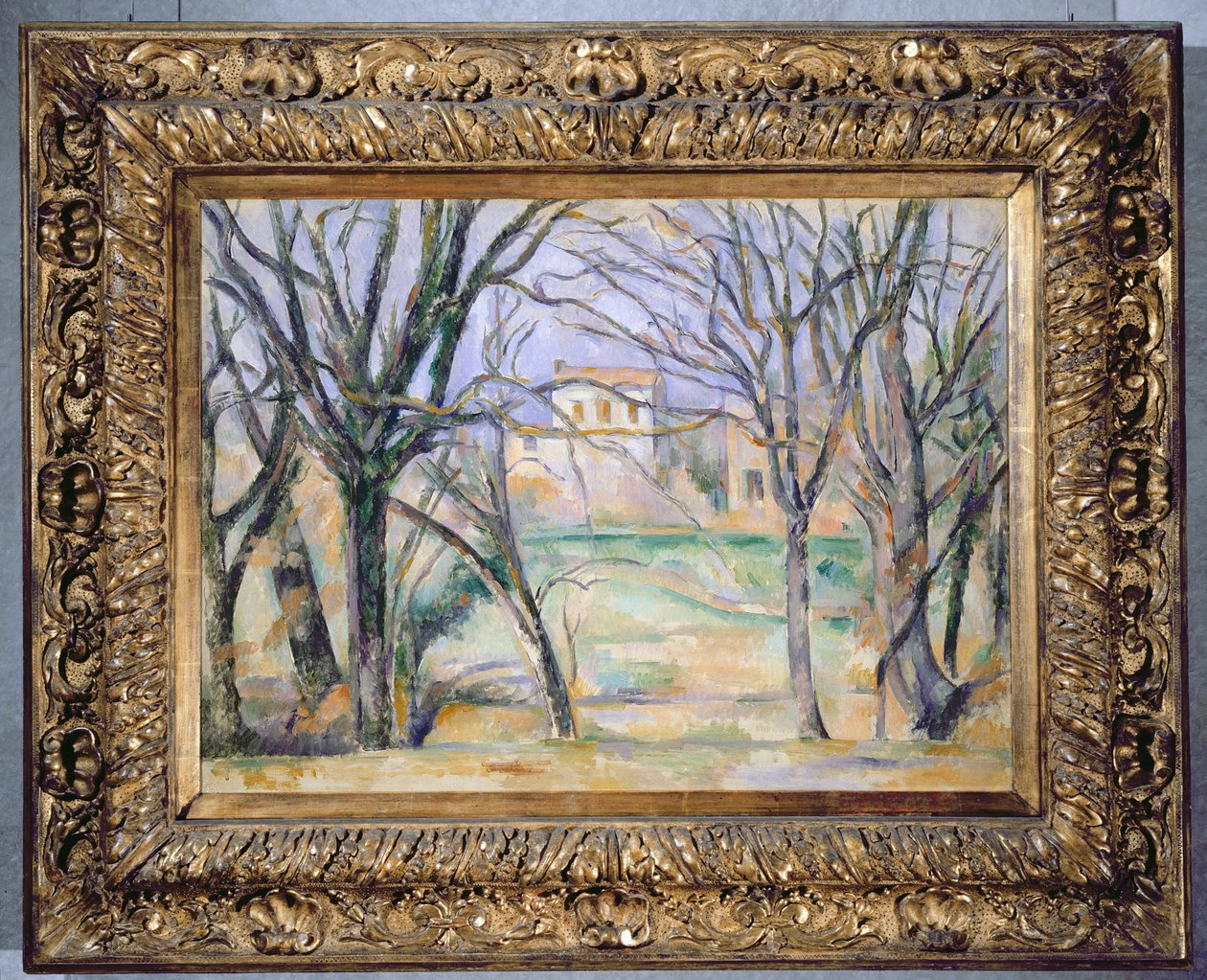 Trær og hus, 1885-86 (se også 393802) av Paul Cézanne