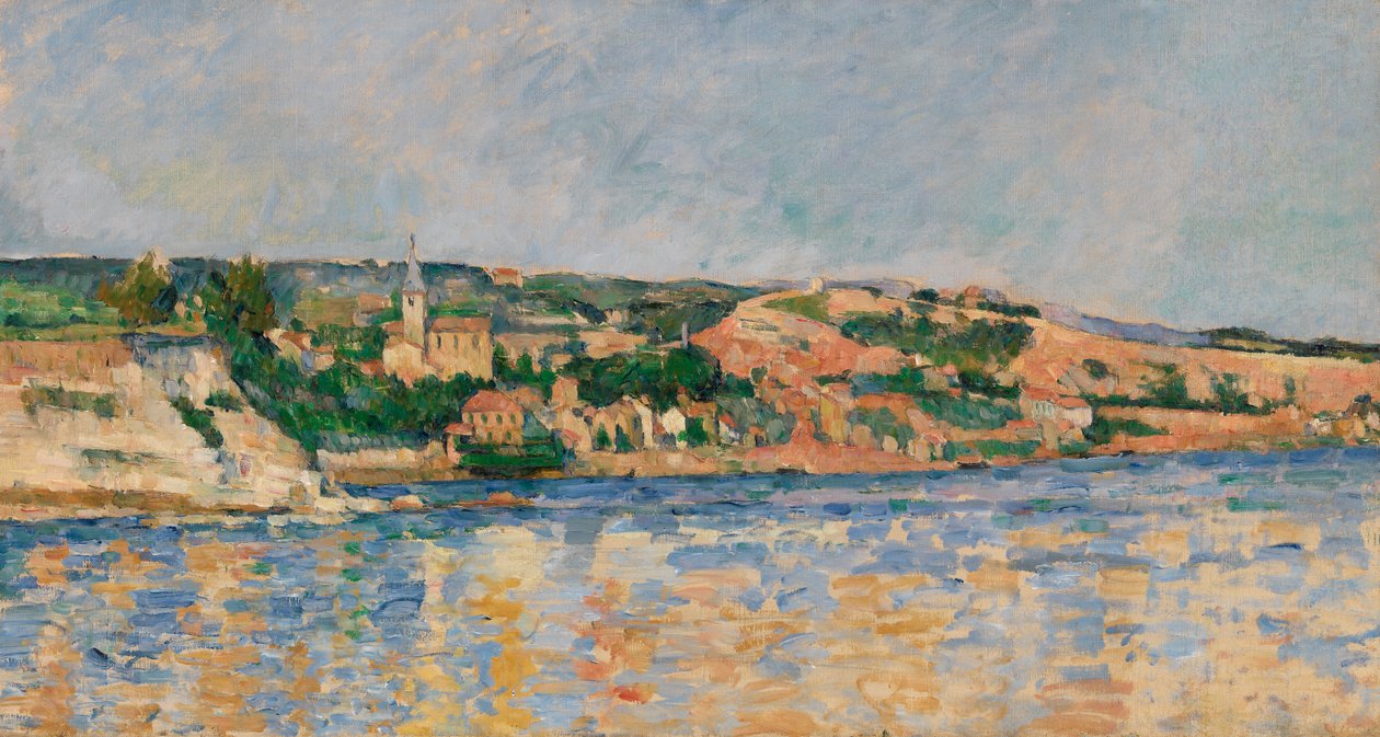 Village at the Waters Edge, ca. 1876 av Paul Cézanne