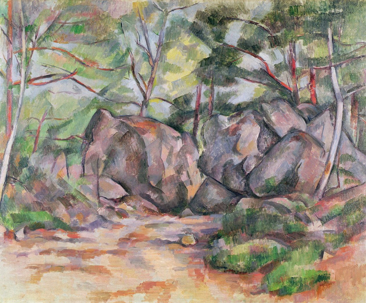 Skog med steinblokker, 1893 av Paul Cézanne