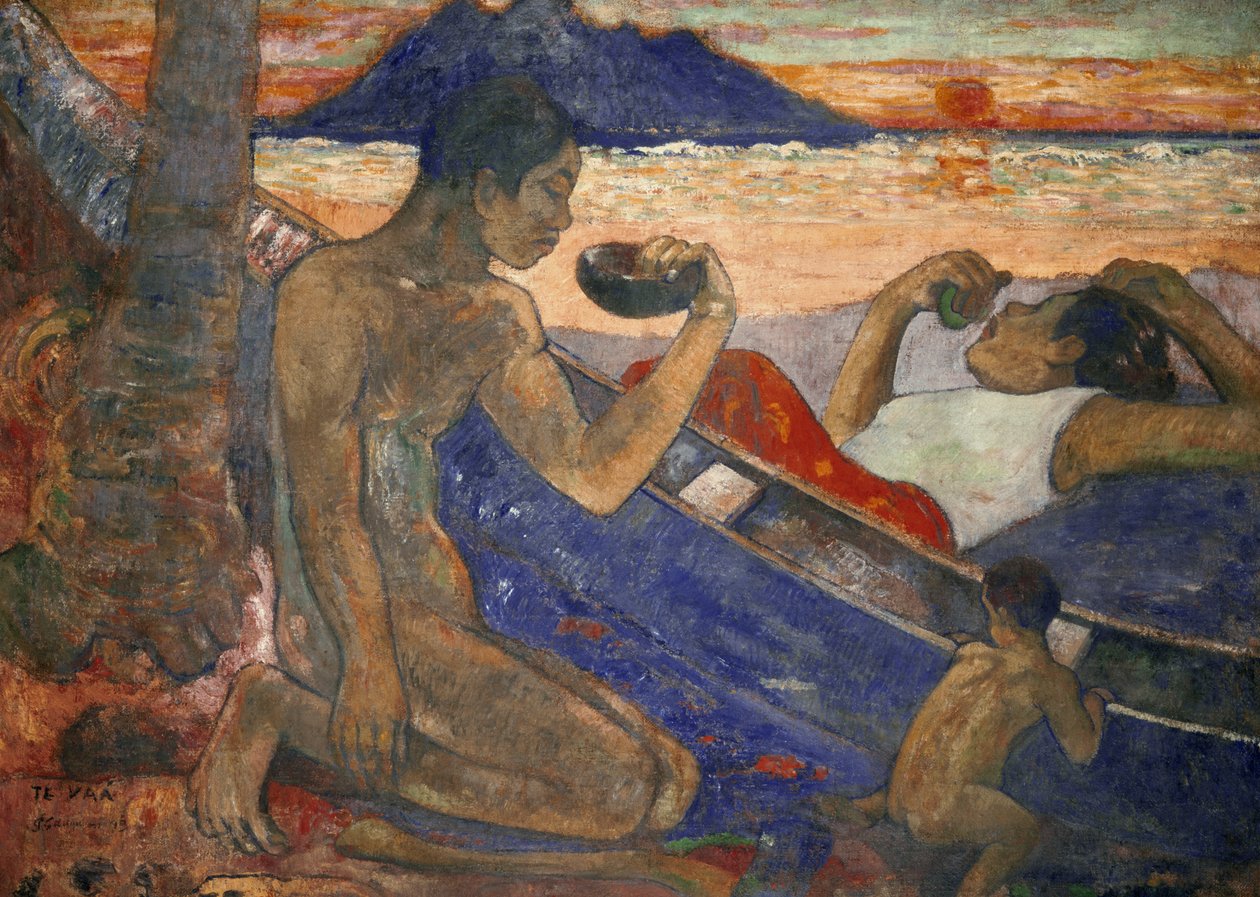 En kano (Tahitian Family), 1896 av Paul Gauguin