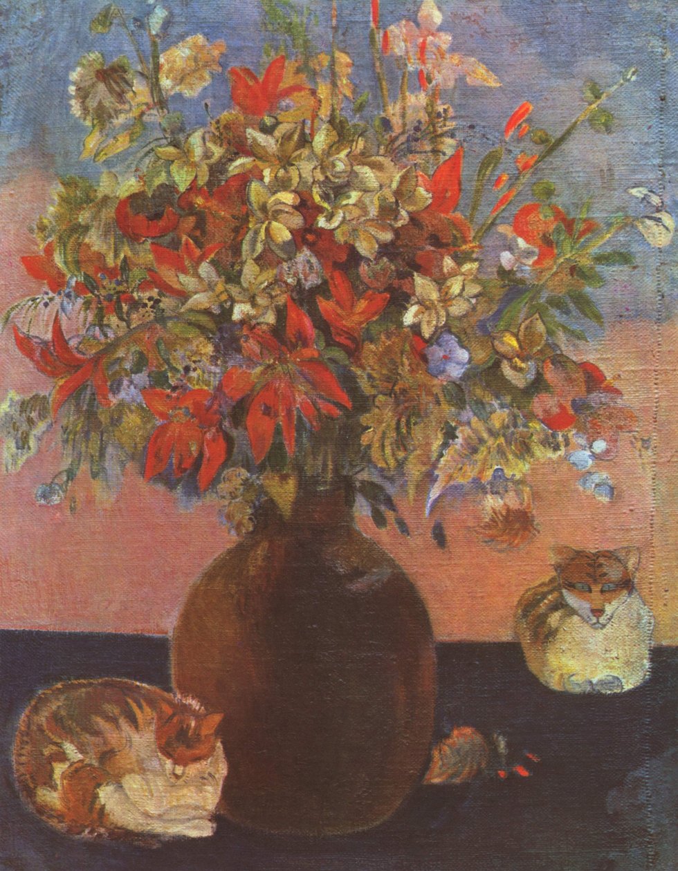 Blomster og katter av Paul Gauguin