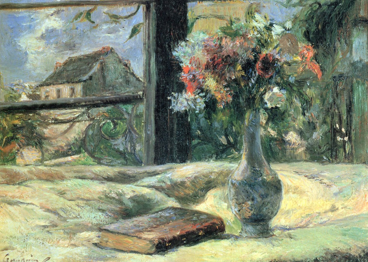 Blomstervase ved vinduet av Paul Gauguin