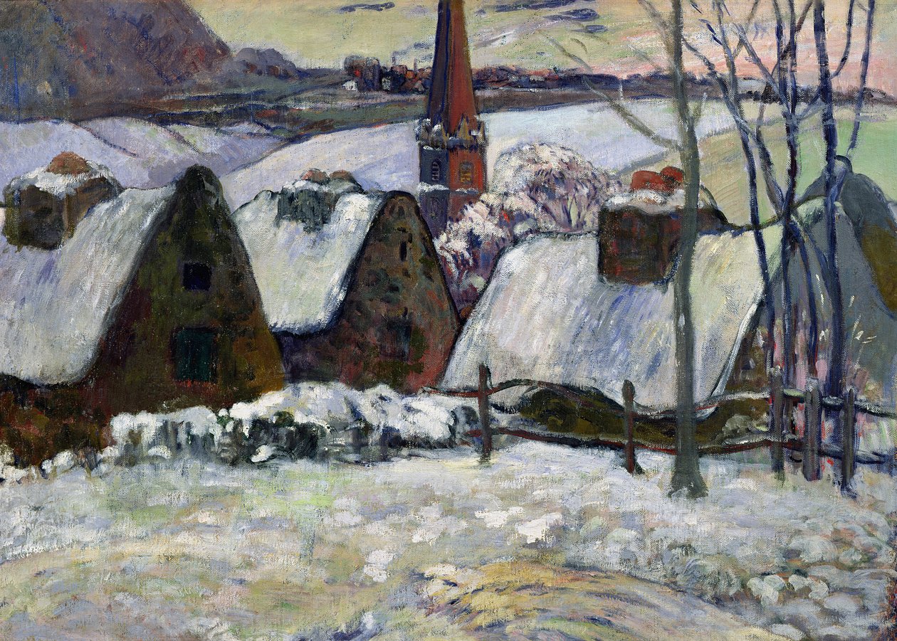 Bretonlandsby under snø, 1894 av Paul Gauguin