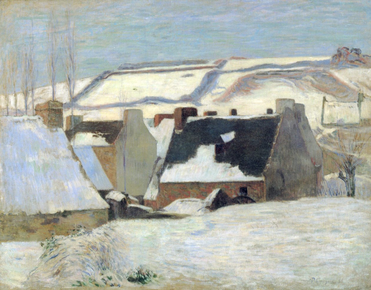 Bretonsk landsby i snøen av Paul Gauguin