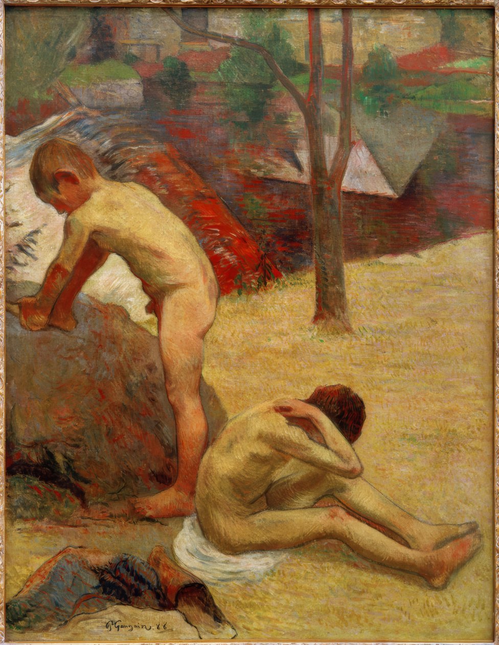 Unge bretonske badegjester av Paul Gauguin