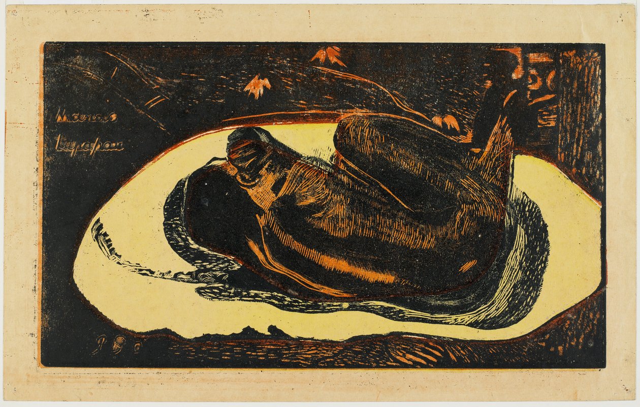 Manao Tupapau, 1894 (fargetresnitt) av Paul Gauguin