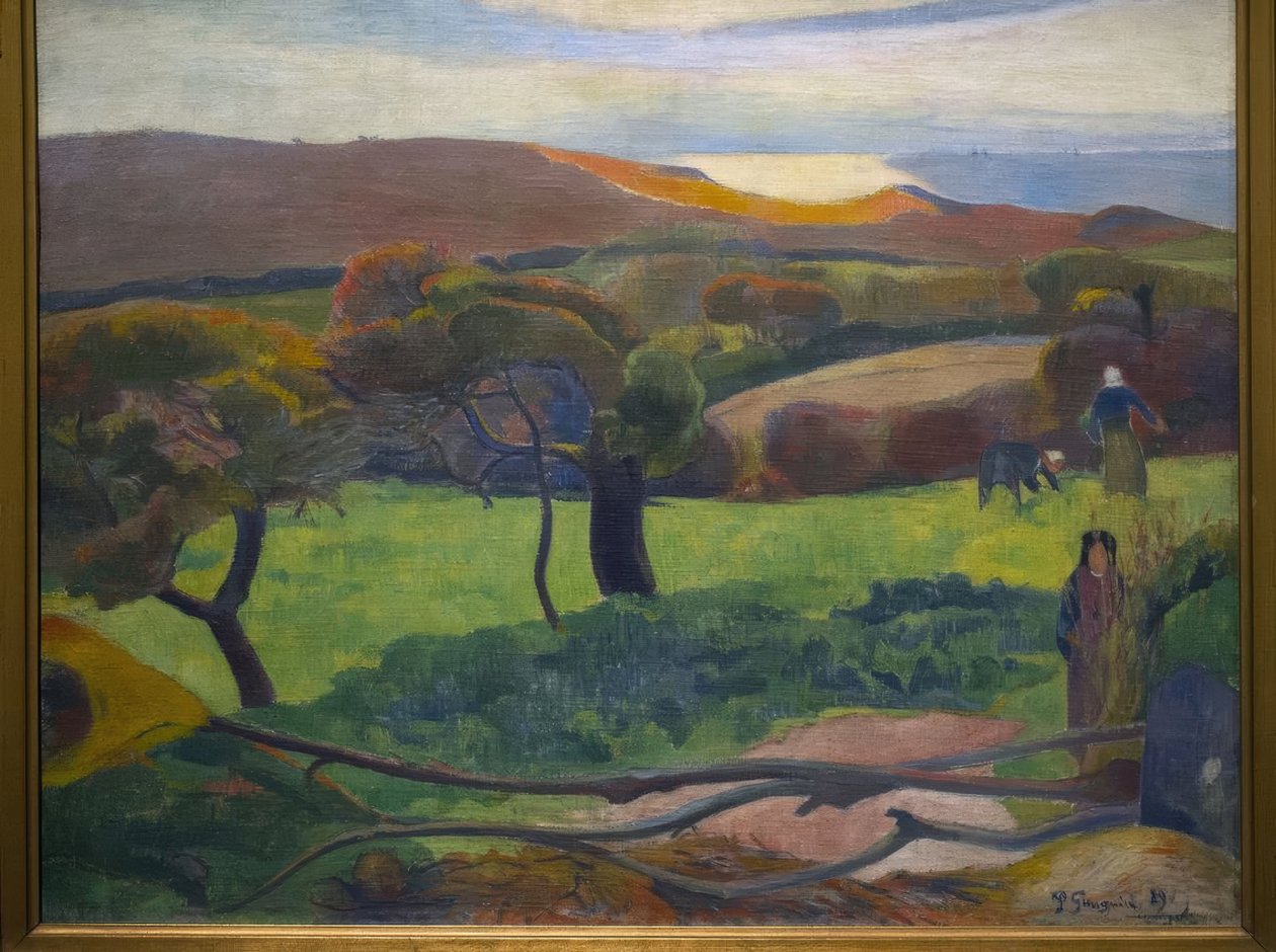 Paul Gauguin (1848–1903). fransk maler. Landskap fra Bretagne, 1889. Nasjonalmuseet. Stockholm. Sverige. av Paul Gauguin