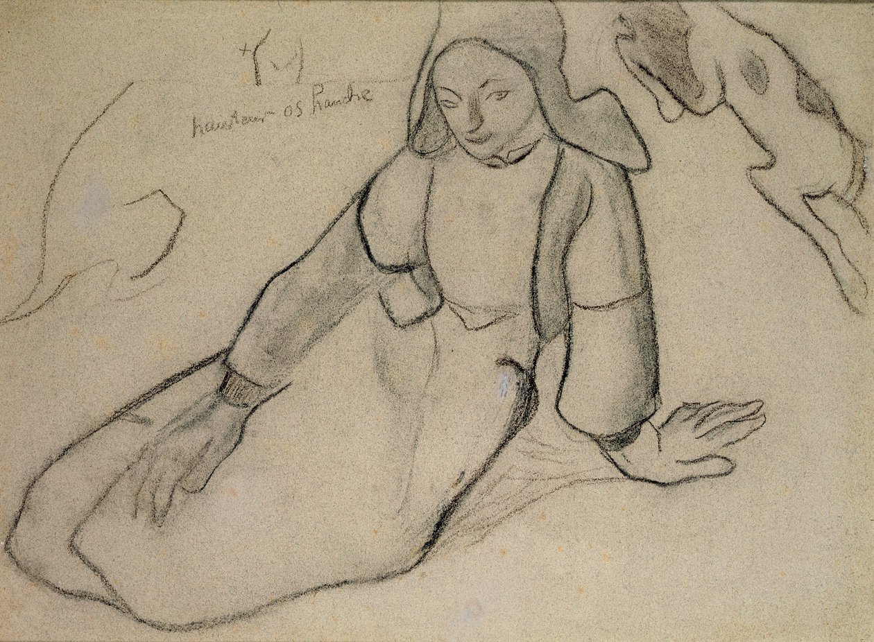 Sittende bretonsk kvinne, 1888 (kull på papir) av Paul Gauguin