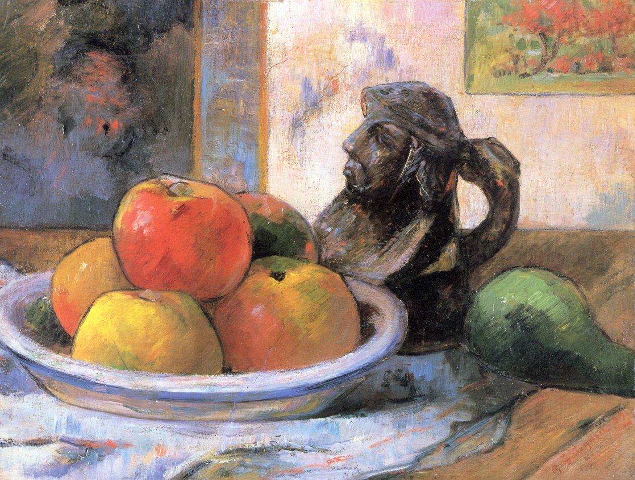 Stilleben med epler, pærer og mugge av Paul Gauguin