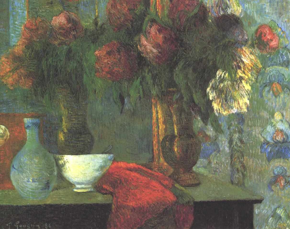 Stilleben med en hvit bolle av Paul Gauguin