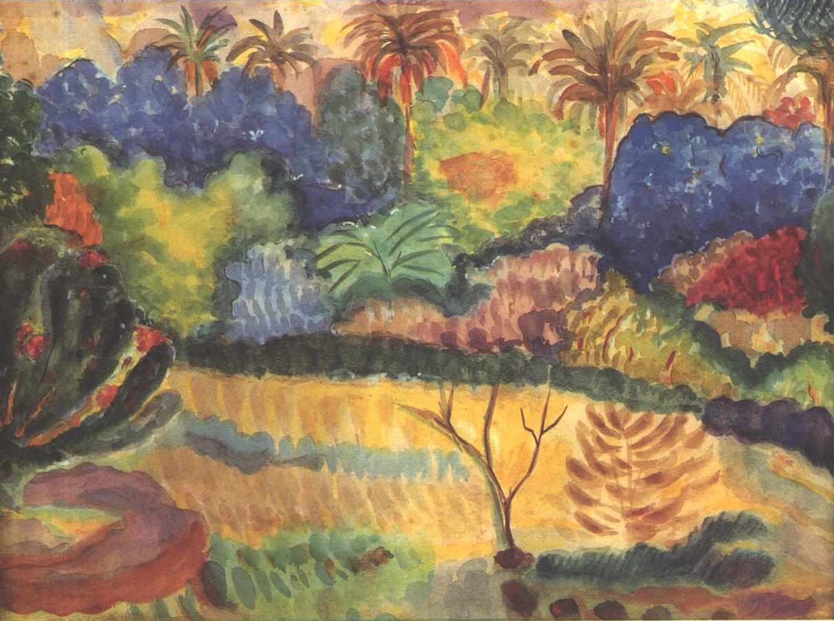 Tahitisk landskap av Paul Gauguin