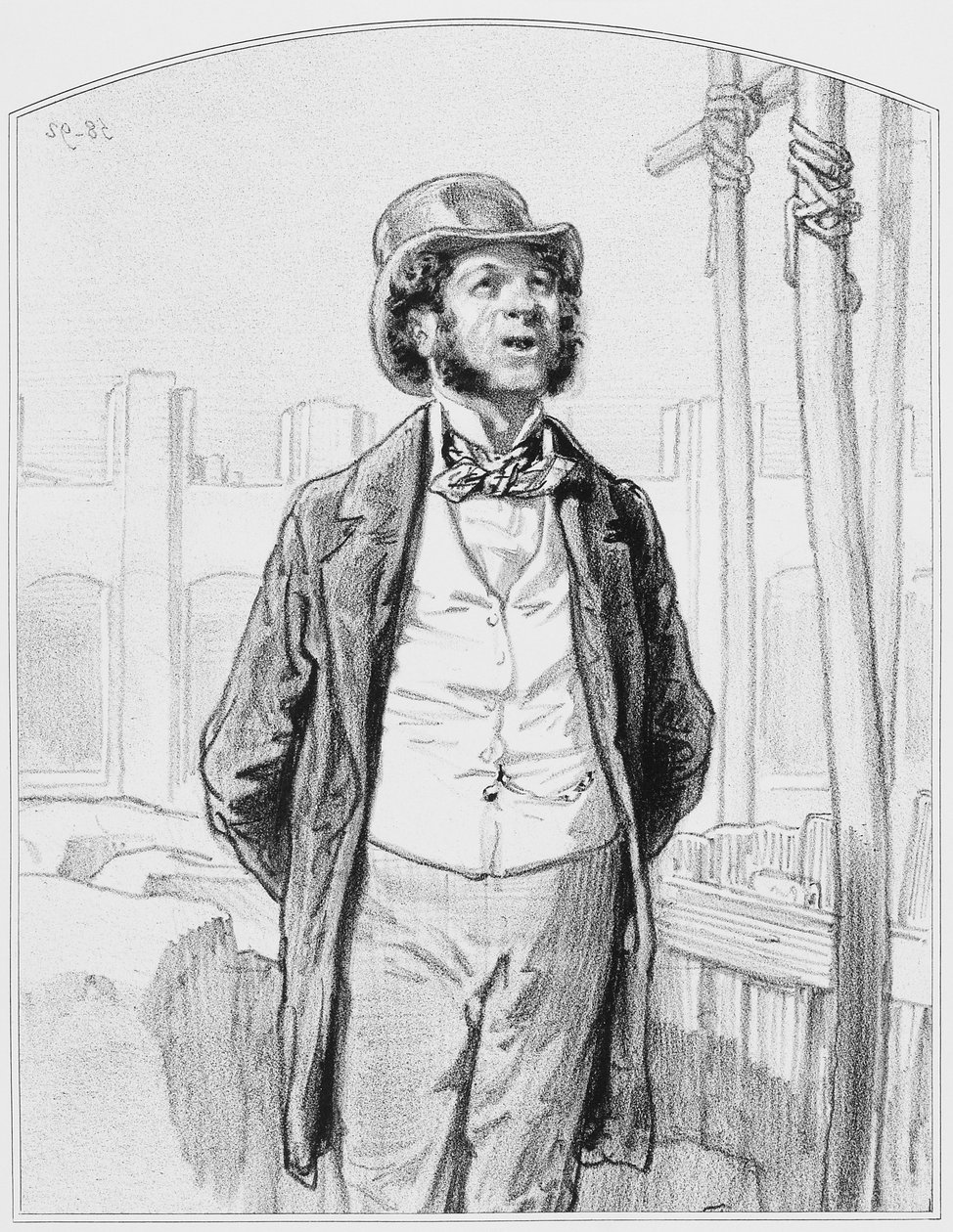 Privat inspektør for offentlige arbeider, plate 13 fra Les Toquades, 1858 av Paul Gavarni