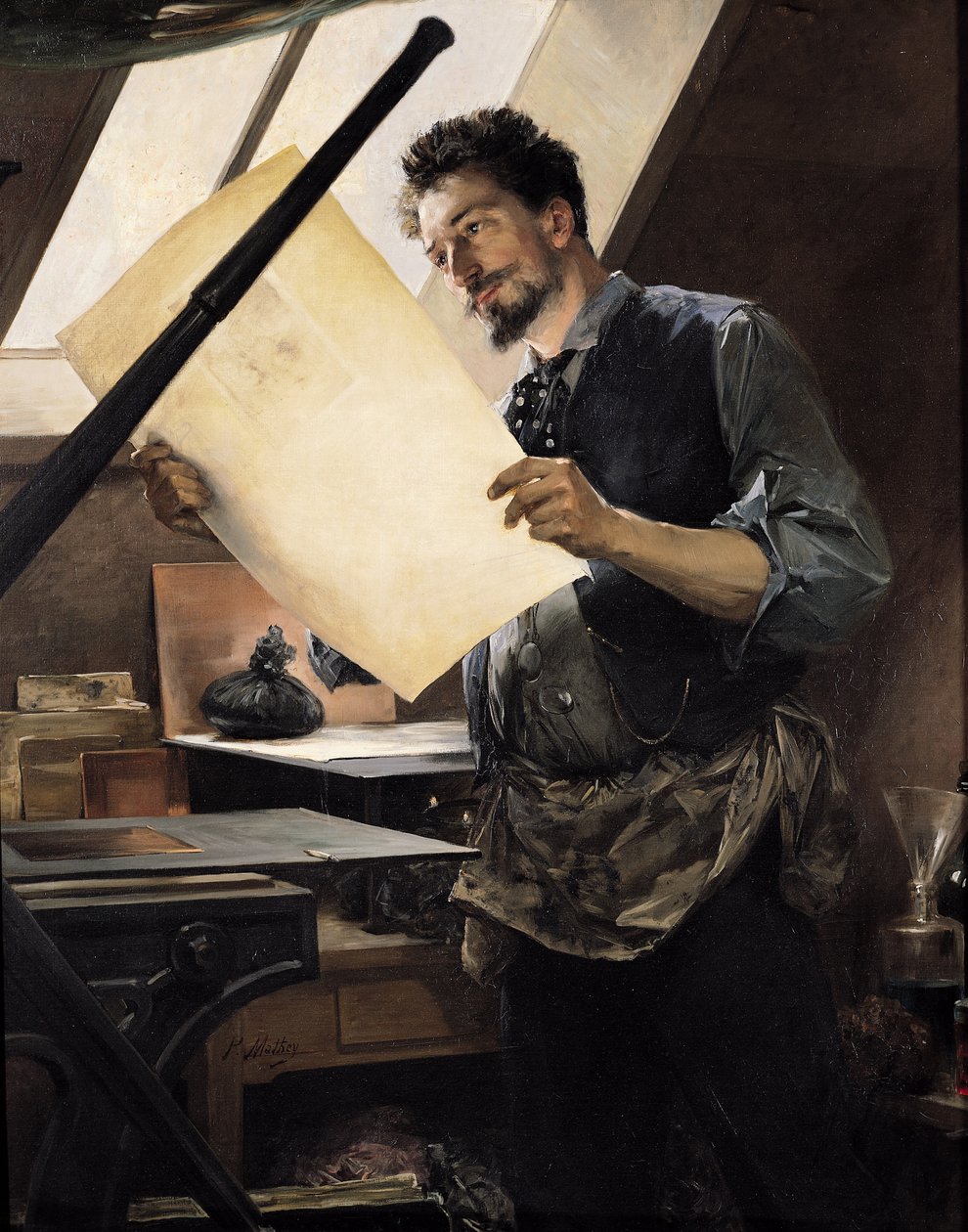 Felicien Rops (1833-98) i sitt studio av Paul Mathey