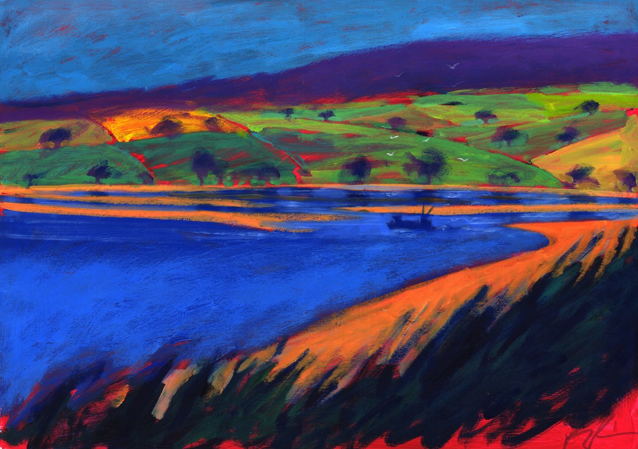 Elvemunning, 2007 (akryl om bord) av Paul Powis